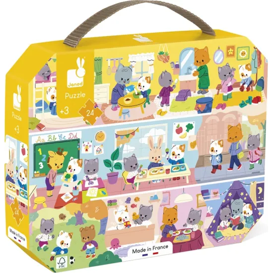 Janod Puzzle bőröndben A napom Macskák 24 db J02389