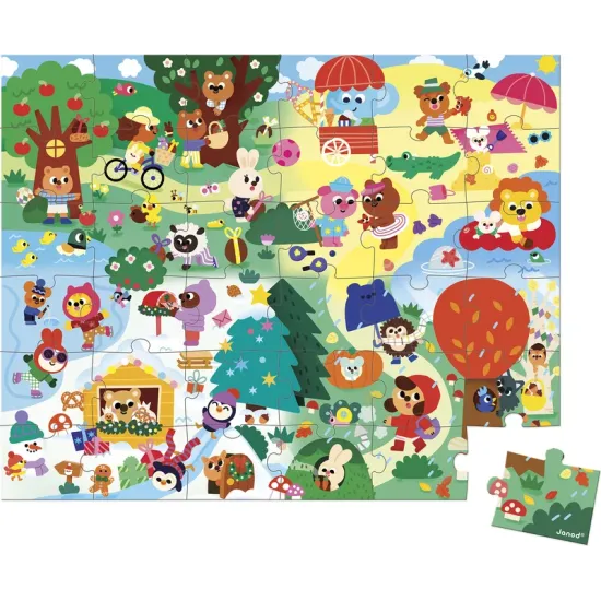 Puzzle bőröndben Négy évszak 36 db Janod Puzzle bőröndben Négy évszak 36 db J02390