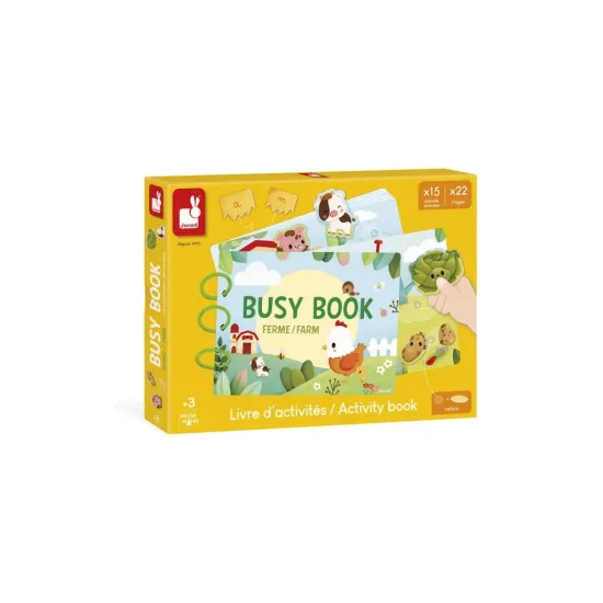 Janod Interaktív tevékenységekkel teli könyv Busy Book Farm J03333