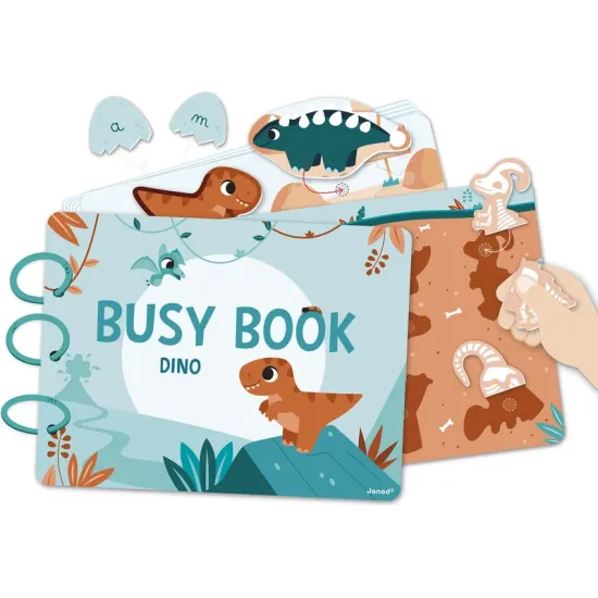 Janod Interaktív tevékenységekkel teli könyv Busy Book Dino J05821