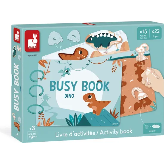 Janod Interaktív tevékenységekkel teli könyv Busy Book Dino J05821
