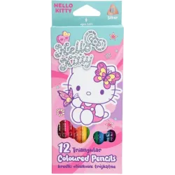 Háromszög alakú zsírkréta Hello Kitty Pastel Pink 12 db