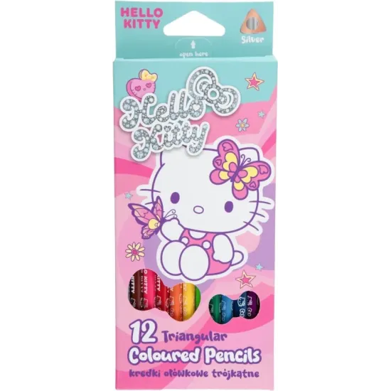 Háromszög alakú zsírkréta Hello Kitty Pastel Pink 12 db