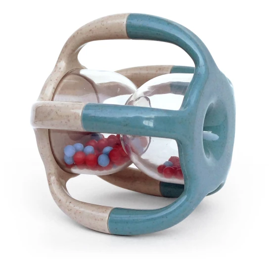 Színes csörgő könnyű fogással és mozgó gyöngyökkel gyerekeknek.