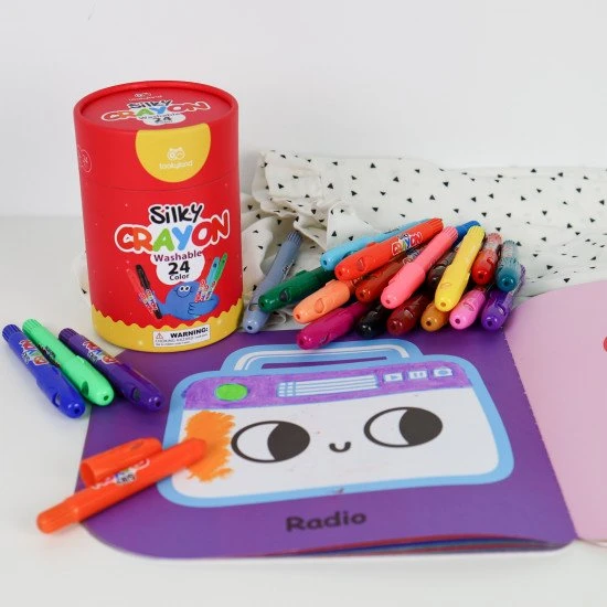 Színes, puha, mosható viaszkréta gyerekeknek praktikus dobozban - 24 db