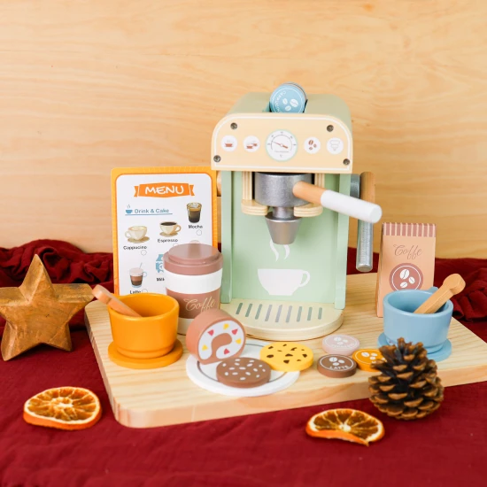 Fából készült kávéfőző gyerekeknek Pasztell