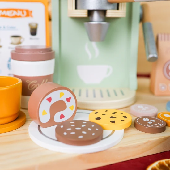 Fából készült kávéfőző gyerekeknek Pasztell