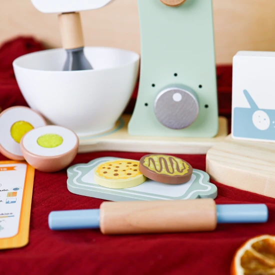 Gyerek fa mixer Sütőkészlet Pasztell