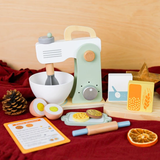 Gyerek fa mixer Sütőkészlet Pasztell