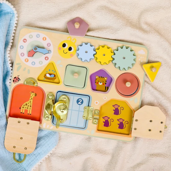 Fából készült foglalkoztató tábla Tooky Toy gyerekeknek