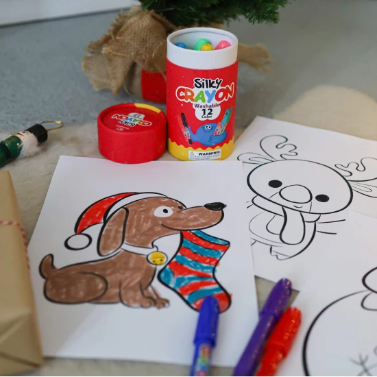 Színes puha, mosható viaszkréta gyerekeknek praktikus dobozban - 12 db