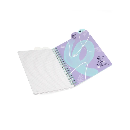 A5 Stitch Pasztell jegyzetfüzet spirállal, könyvjelzőkkel és négyzet alakú oldalakkal