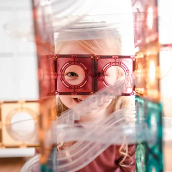 Mágneses építőkészlet Pastel Ball Run Pack 106 darabos golyópálya