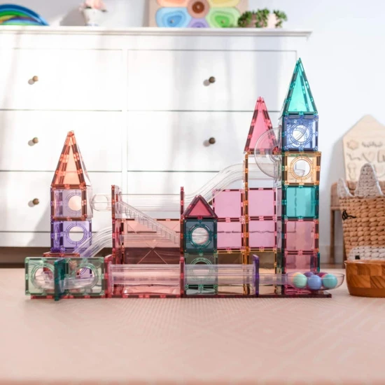 Mágneses építőkészlet Pastel Ball Run Pack 106 darabos golyópálya