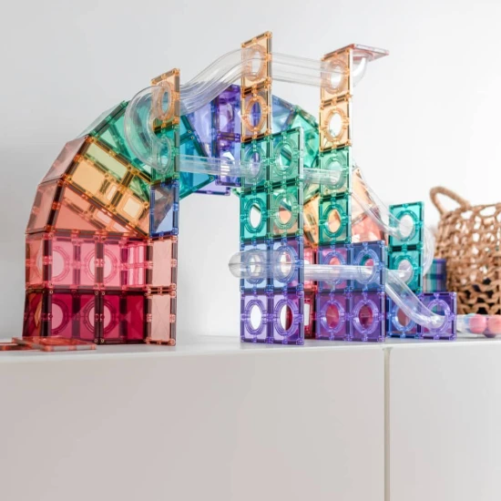 Mágneses építőkészlet Pastel Ball Run Pack 106 darabos golyópálya