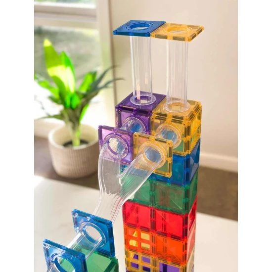 Mágneses építőkészlet Rainbow Ball Run 92 darabos golyópálya