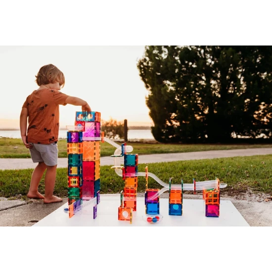 Mágneses építőkészlet Rainbow Ball Run 92 darabos golyópálya