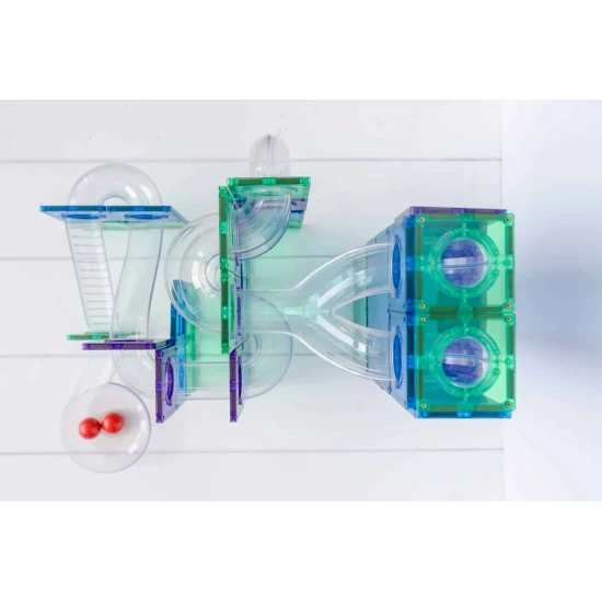 Mágneses építőkészlet Rainbow Ball Run 92 darabos golyópálya