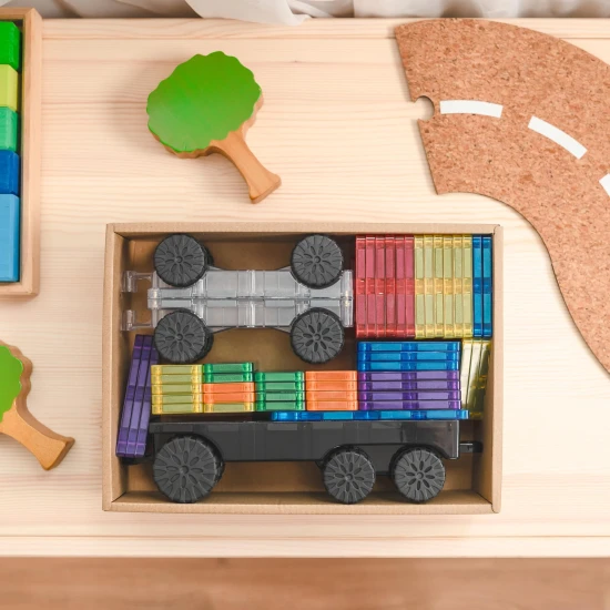 Colortiles Mágneses építőkészlet Rainbow Transport 50 db CT-R-00050-TR