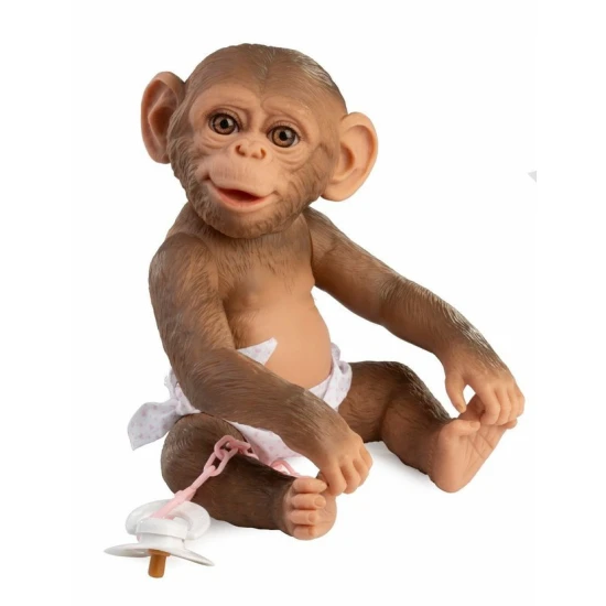 Aranyos kézzel készített majom baba vinil testtel, valósághű részletekkel és mozgatható ízületekkel, 32 cm.