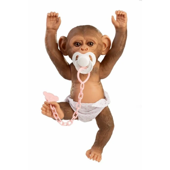 Aranyos kézzel készített majom baba vinil testtel, valósághű részletekkel és mozgatható ízületekkel, 32 cm.