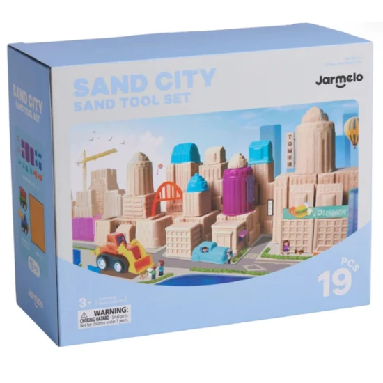 Kinetikus homokozó készlet gyerekeknek – formák, szerszámok és építőautók