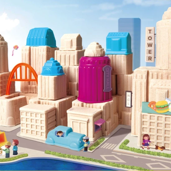 Kinetikus homokozó készlet gyerekeknek – formák, szerszámok és építőautók