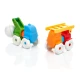 Mágneses játékkészlet: tűzoltóautó, teherautó, mixer és rakodó