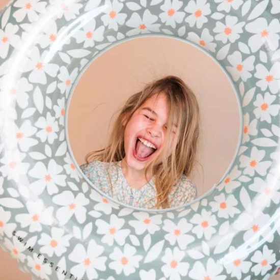 Swim Essentials Virágmintás Zöld Felfújható Kerék - Nagy Virágmintás Kerék 90 cm Gyermekeknek és Felnőtteknek