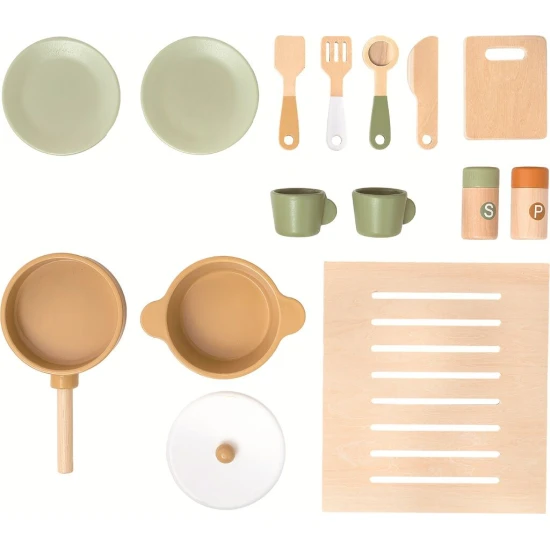 Gyerek fa konyha 2Kids Toys Sweet tűzhellyel, mikrohullámú sütővel, kávéfőzővel és kiegészítőkkel