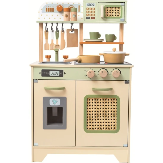 Gyerek fa konyha 2Kids Toys Sweet tűzhellyel, mikrohullámú sütővel, kávéfőzővel és kiegészítőkkel