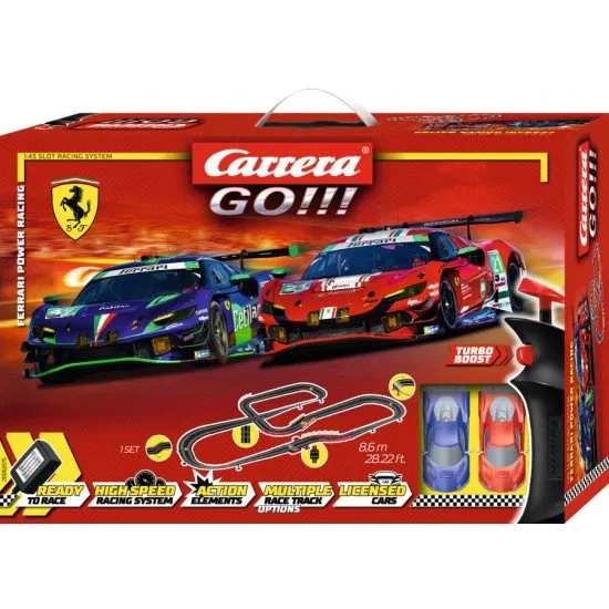 Carrera GO Ferrari Power Racing autópálya Ferrari 296 GT3 autókkal egy 8,6 m hosszú pályán.