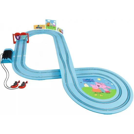 Carrera ELSŐ pálya Peppa Pig Peppa és Tom autókkal egy 2,9 m hosszú pályán.