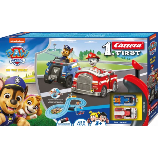 Carrera FIRST Paw Patrol autópálya Chase és Marshall autókkal egy izgalmas pályán.
