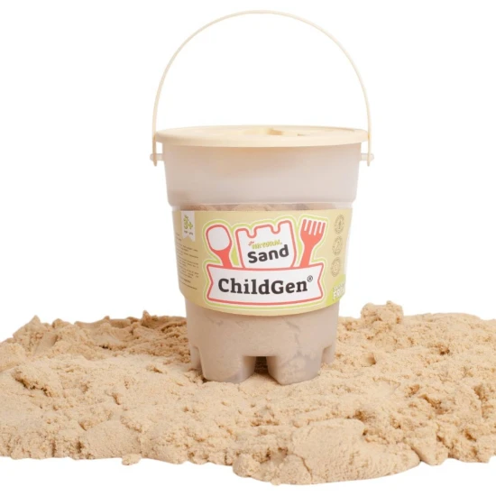 ChildGen Magic homok vödörben Natural 500g - természetes, antibakteriális és illatos kinetikus homok gyerekeknek.