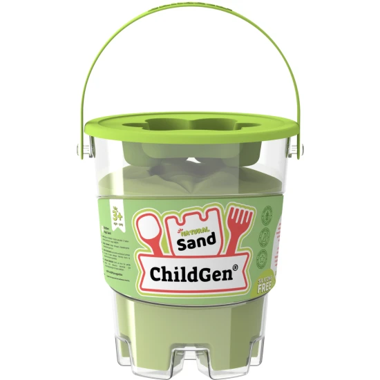 ChildGen Magic homok vödörben Zöld 500g - természetes, antibakteriális és illatos kinetikus homok gyerekeknek.