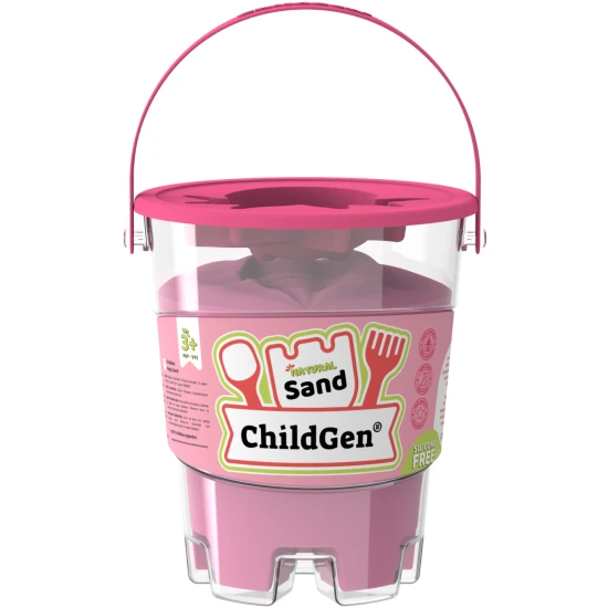 ChildGen Magic homok vödörben Pink 500g - természetes, antibakteriális és illatos kinetikus homok gyerekeknek.
