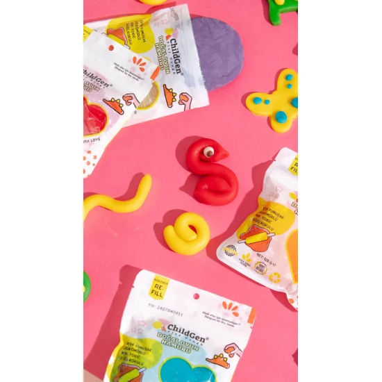 ChildGen Gyurma Ecopack natúr gyurma 9 élénk színben.