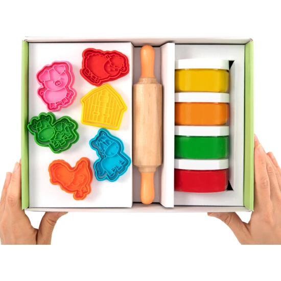 Kreatív Farm ChildGen modellező készlet színes gyurmával, farmvágókkal és fahengerrel