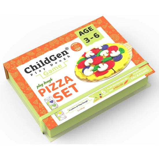 ChildGen modellező készlet Pizza - természetes gyurma formákkal és játszószőnyeggel.