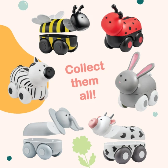 Mágneses állatok Varázslatos Wheely Zebra / Elefánt