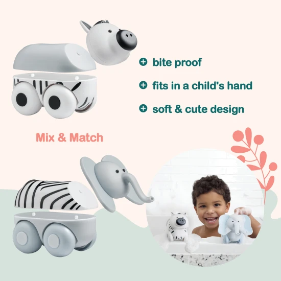 Mágneses állatok Varázslatos Wheely Zebra / Elefánt