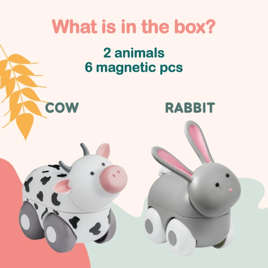 Mágneses állatok Varázslatos Wheely Nyúl / Tehén