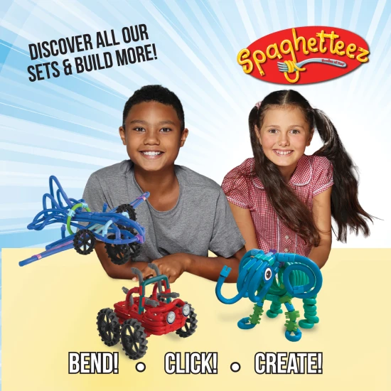 Csatlakozz, hajlíts és alkoss a rugalmas Spaghetteez építőkészlettel.