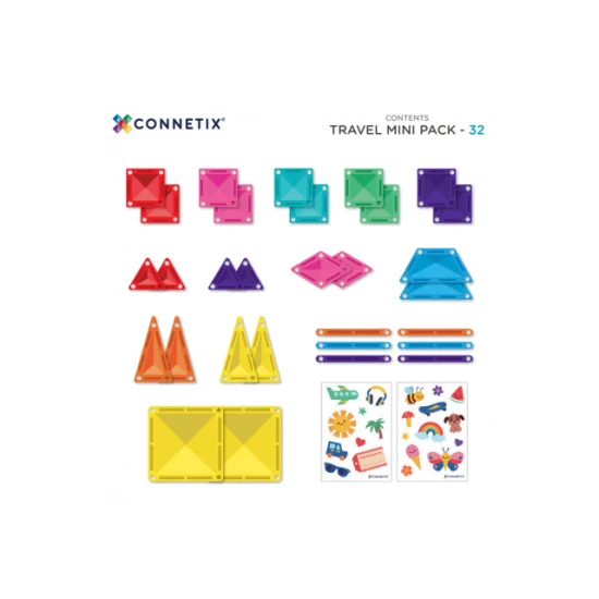Connetix Mágneses építőkészlet Travel Mini Pack 32 darabos