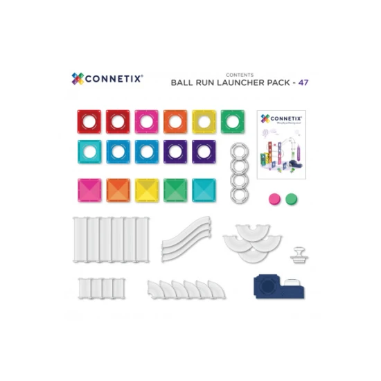 Connetix Mágneses építőkészlet Ball Run Launcher Pack 47 darabos Connetix Mágneses építőkészlet Ball Run Launcher Pack 47 darabos
