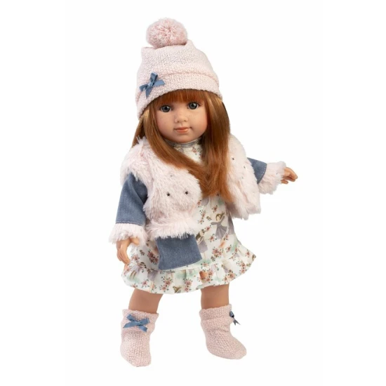 Llorens Doll Nicole puha testtel 35 cm Nicole baba puha szövettesttel és hajjal, 35 cm, kézzel készített Spanyolországban, díszdobozban.