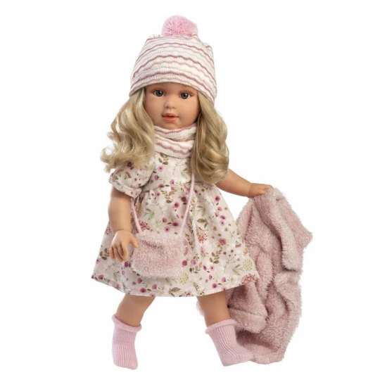 Llorens baba puha szövettesttel és hajjal - 40 cm, kézzel készített Spanyolországban