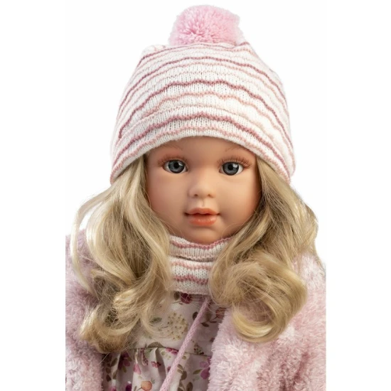 Llorens baba puha szövettesttel és hajjal - 40 cm, kézzel készített Spanyolországban