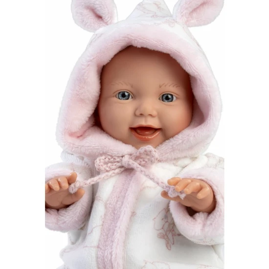 Llorens Baby puha testtel 32 cm-es papucsban Csendes baba puha szövettesttel, 32 cm, lágyított vinil, cumi csomagolásban, kézzel készített Spanyolországban.